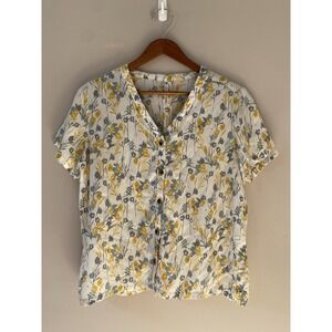 Kuhl Hadley Short Sleeve‎ Top Womens Floral Button Front UPF 30+ Eco Responsible